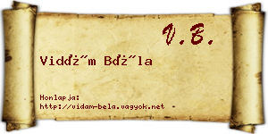 Vidám Béla névjegykártya